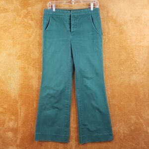 MARNI Womens Pants Size 40 Green Chino Wide Leg 100% Cotton Button Fly